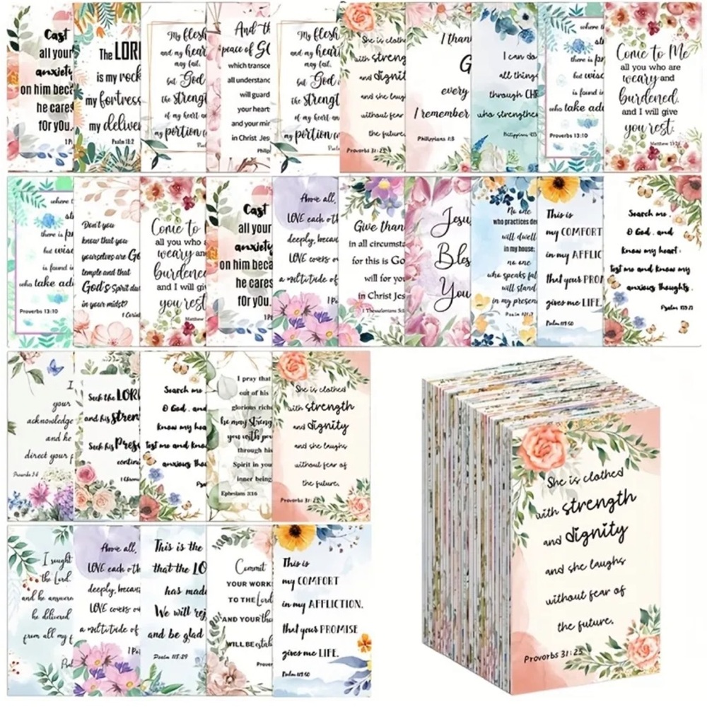 Floral Prayer Encouragement Cards with Scripture Quotes, Set of 60